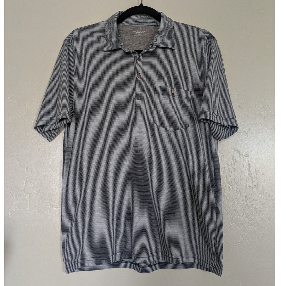 Toad&Co Womens Small Polo Shirt Blue Stripe Short Sleeve Collared Lightweight‎